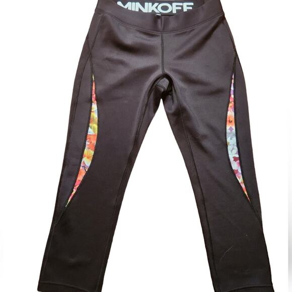 REBECCA MINKOFF BLACK FLORAL ACCENT SOFT LEGGINGS SIZE MED - Picture 1 of 7